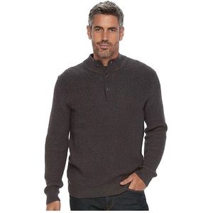 Croft & Barrow Men's Classic-Fit Outdoor Waffle-Weave Gray Knit Sweater Size XL